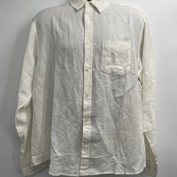 NWT MOVESGOOD Men's White BAMBOO Classic Linen Lenny Long Sleeve Shirt Size M - Picture 6 of 6